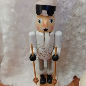 Charming White and Black Nutcracker Skier